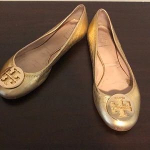 Gold Tory Burch Flats